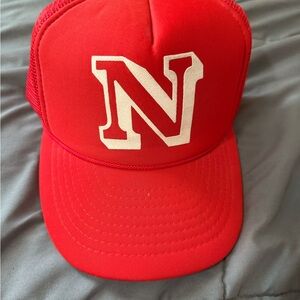 Vintage Nebraska Red Trucker Hat with White 'N' Logo